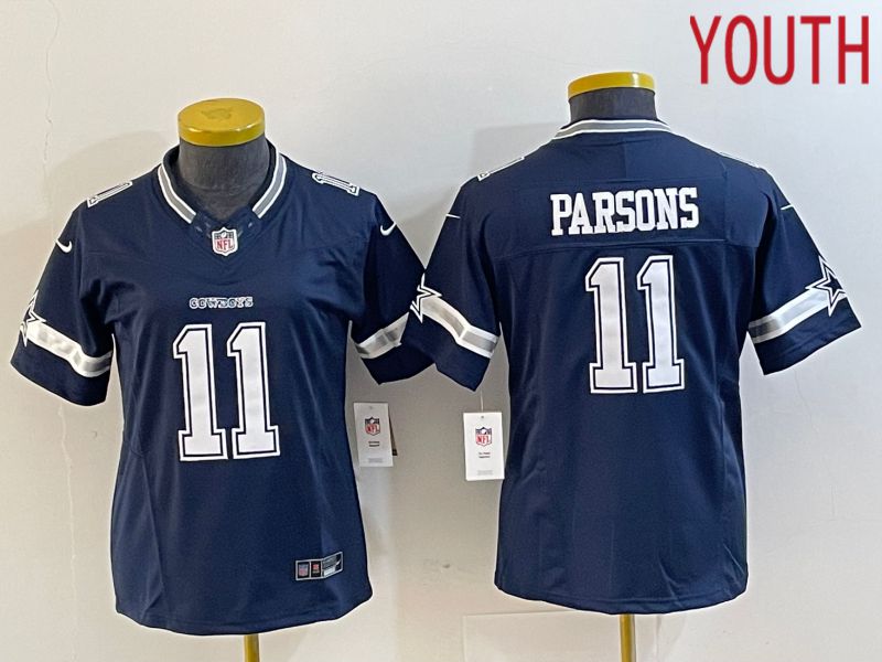Youth Dallas Cowboys 11 Parsons Blue 2023 Nike Vapor Limited NFL Jersey style 4